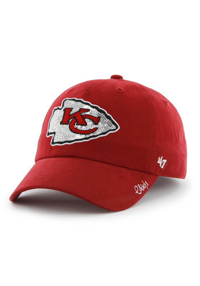 47 Kansas City Chiefs Red Sparkle Clean Up Womens Adjustable Hat