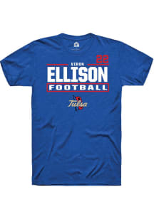Viron Ellison Rally Mens Blue Tulsa Golden Hurricane NIL Stacked Box Player T Shirt