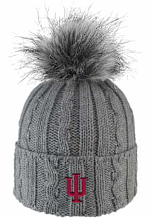 LogoFit Indiana Hoosiers Dark Grey Alps W Pom Knit Womens Knit Hat