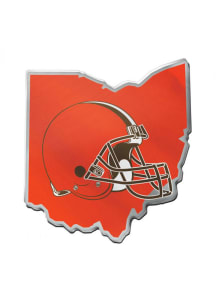 Cleveland Browns Metallic State Shape Car Emblem - Orange