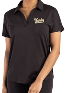 Cutter and Buck Vanderbilt Commodores Womens Black Vault Coastline Short Sleeve Polo Shirt