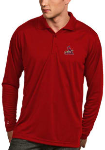 Antigua St Louis Cardinals Mens Red Exceed Long Sleeve Polo Shirt