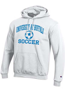 Champion Buffalo Bulls Mens White Soccer Powerblend Long Sleeve Hoodie