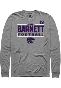 Blake Barnett Mens Graphite K-State Wildcats NIL Stacked Box Long Sleeve Player T Shirt