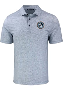 Cutter and Buck New York City FC Mens Grey Pike Pebble Short Sleeve Polo