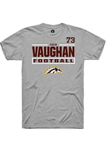 Zach Vaughan Western Michigan Broncos Grey Football NIL Stacked Box Short Sleeve Player T Shirt