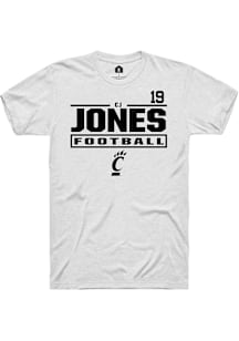 Cj Jones Cincinnati Bearcats White NIL Stacked Box Short Sleeve Player T Shirt