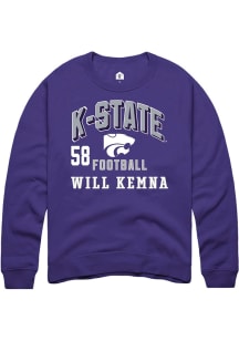 Will Kemna Rally Mens Purple K-State Wildcats NIL Arch Logo Player Crew