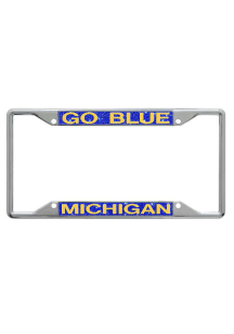 Michigan Wolverines Silver  Chrome Glitter License Frame