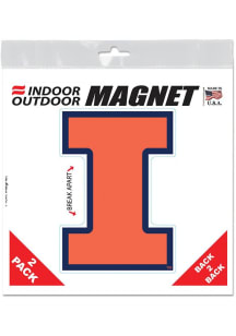 Illinois Fighting Illini Orange  6x6 2 Pack Car Magnet