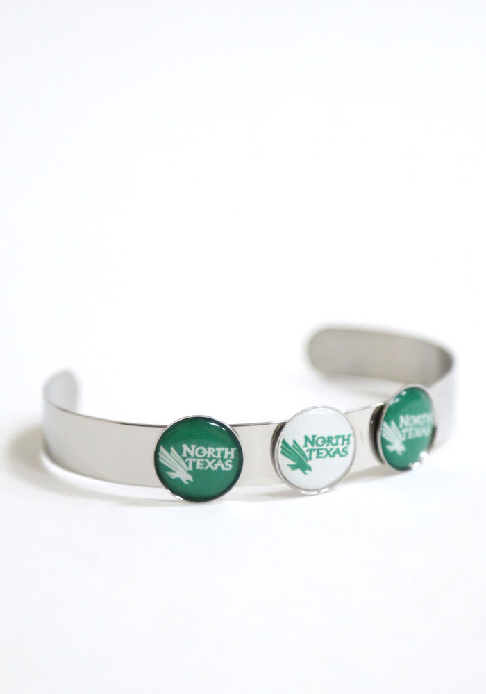 North Texas Mean Green 3 Charm Bangle Womens Bracelet