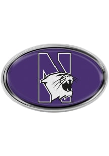 Northwestern Wildcats Purple  Domed Oval Car Emblem