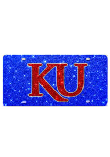 Kansas Jayhawks Red KU Glitter Car Accessory License Plate
