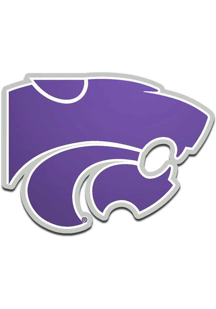 K-State Wildcats Laser Cut Metallic Team Color Car Emblem - PURPLE/WHITE