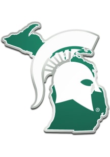 Michigan State Spartans Green  Laser Cut Metallic State Shape Car Emblem