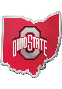 Ohio State Buckeyes Laser Cut Metallic State Shape Car Emblem - Red