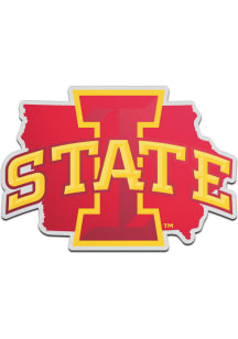 Iowa State Cyclones Laser Cut Metallic State Shape Car Emblem - Red