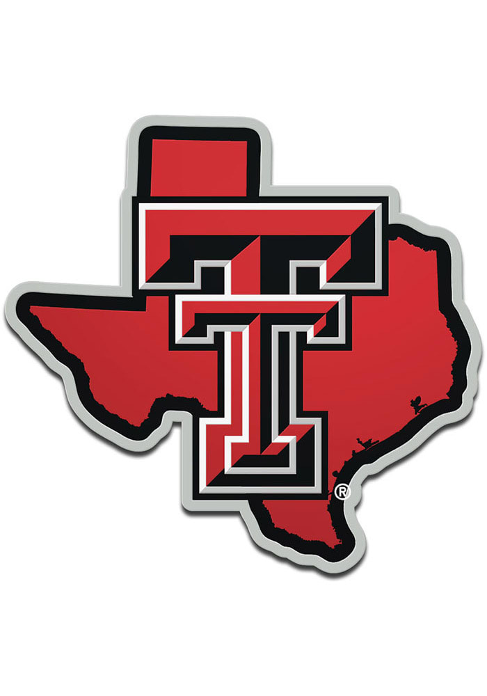 Texas Tech Red Raiders Laser Cut Metallic State Shape Car Emblem - RED ...