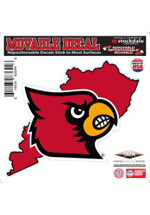 Louisville Cardinals State Shape Team Color Auto Decal - Red