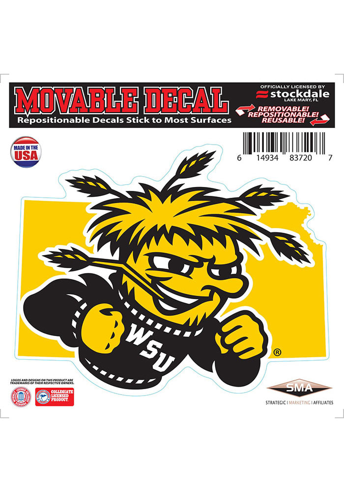 Wichita State Shockers State Shape Team Color Auto Decal - Black