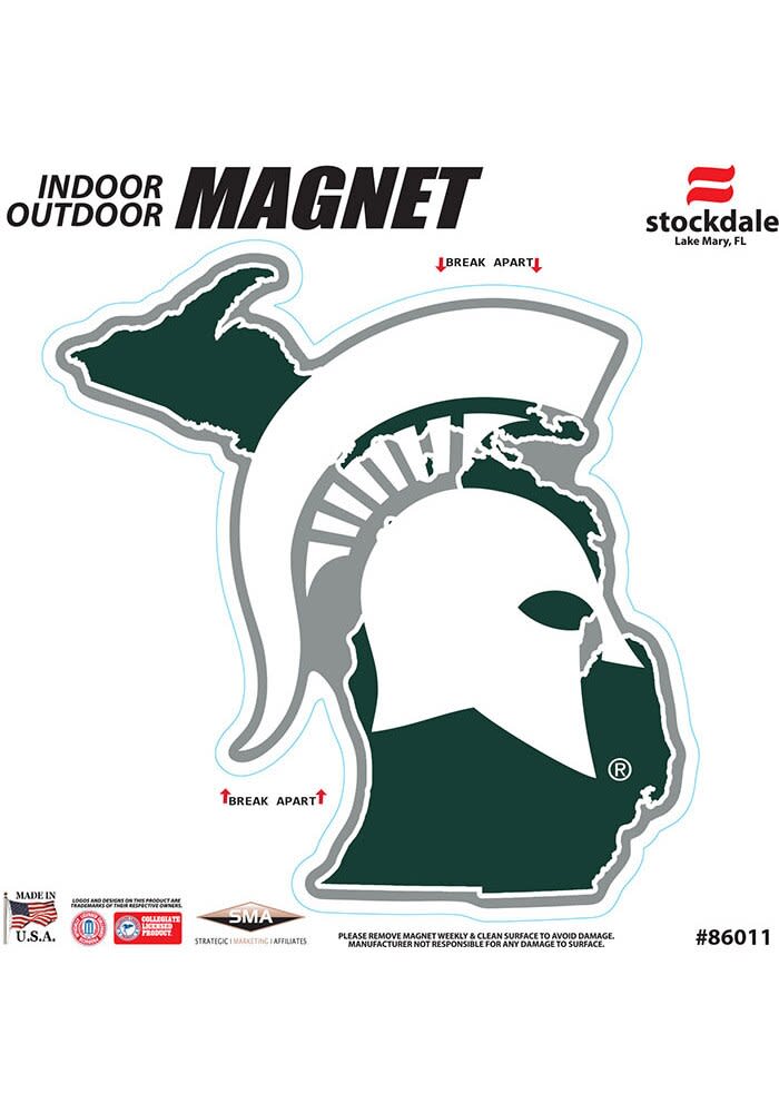 Michigan State Spartans State Shape Team Color Car Green