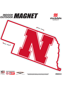 Nebraska Cornhuskers State Shape Team Color Car Magnet - Red
