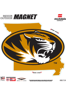 Missouri Tigers State Shape Team Color Car Magnet - Black