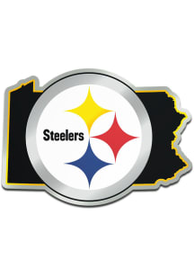 Pittsburgh Steelers Metallic State Shape Car Emblem - Black