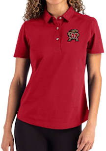Womens Maryland Terrapins Red Cutter and Buck Advantage Short Sleeve Polo Shirt