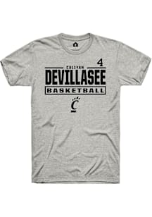 Caliyah DeVillasee Cincinnati Bearcats Ash NIL Stacked Box Short Sleeve Player T Shirt