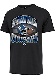 47 BYU Cougars Black BYU Football Helmet Graphic Short Sleeve Fashion T Shirt