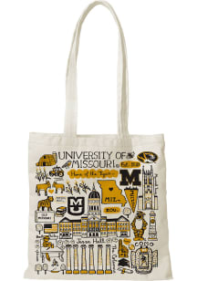 Missouri Tigers White Julia Gash Natural Canvas Slim Tote
