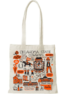 Oklahoma State Cowboys White Julia Gash Natural Canvas Slim Tote