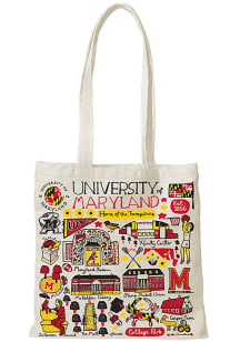 Maryland Terrapins  Julia Gash Natural Canvas Slim Tote Bag - Red