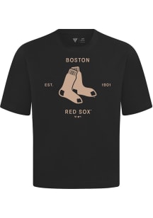 Levelwear Boston Red Sox Black Signature Knit Crossway Short Sleeve Fashion T Shirt