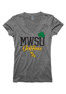 Missouri Western Griffons Juniors Grey Glitter Rock V-Neck T-Shirt
