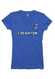 Creighton Bluejays Juniors Blue Straightaway V-Neck T-Shirt