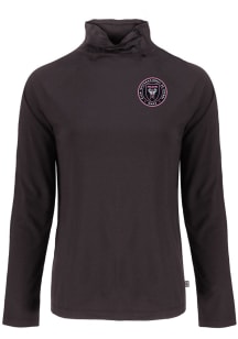 Cutter and Buck Inter Miami CF Womens Black Coastline Eco Funnel Neck Crew Sweatshirt