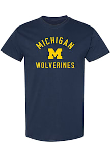Michigan Wolverines Navy Blue Arch Name Short Sleeve T Shirt