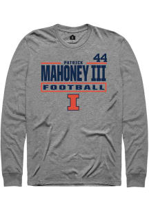 Patrick Mahoney III Mens Graphite Illinois Fighting Illini NIL Stacked Box Long Sleeve Player T Sh..