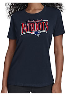 Starter New England Patriots Womens Navy Blue Arch Stripe Short Sleeve T-Shirt