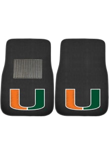 Sports Licensing Solutions Miami Hurricanes 2 Piece Embroidered Car Mat - Black