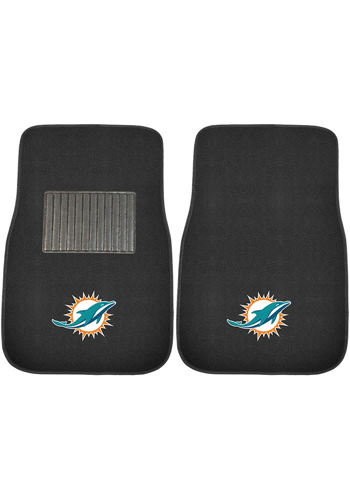 Sports Licensing Solutions Miami Dolphins 2 Piece Embroidered Car Mat - Black