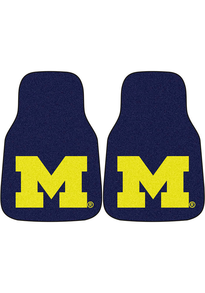 Sports Licensing Solutions Michigan Wolverines 2-Piece Carpet Car Mat - Navy Blue
