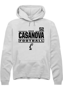 Ronan Casanova Rally Mens White Cincinnati Bearcats NIL Stacked Box Player Hood