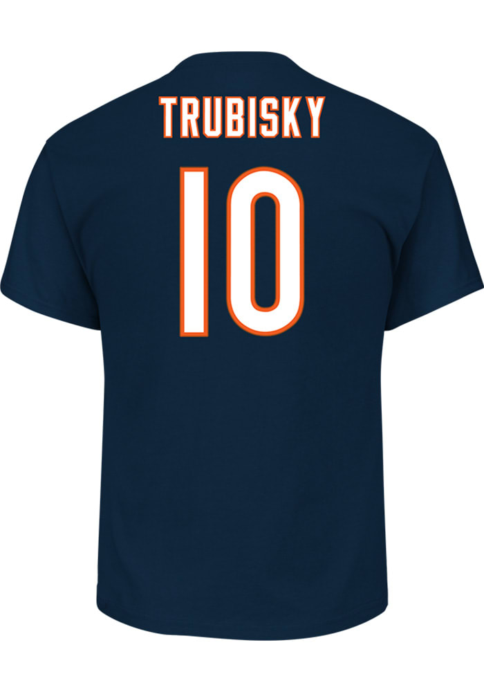 Mitch Trubisky Chicago Bears Navy Blue Name and Number Short Sleeve Player T Shirt
