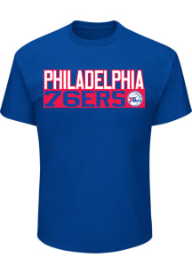 Majestic Philadelphia 76ers Blue Vertical Short Sleeve T Shirt