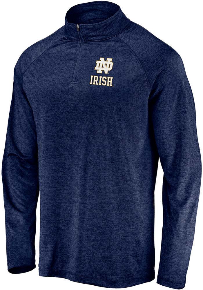 Notre Dame Fighting Irish Mens Navy Blue Striated Long Sleeve 1/4 Zip Pullover