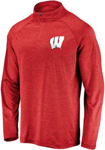 Wisconsin Badgers Mens Red Striated Long Sleeve 1/4 Zip Pullover