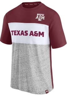 Texas A&amp;M Aggies Grey Perfect Kickoff Colorblock Short Sleeve Fashion T Shirt